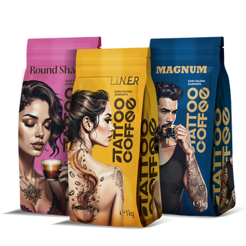 Kawa ziarnista Tattoo Coffee, zestaw Tattoo 3x 1 kg