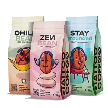 Kawa ziarnista Tattoo Coffee, zestaw Chill 3 x 1 kg